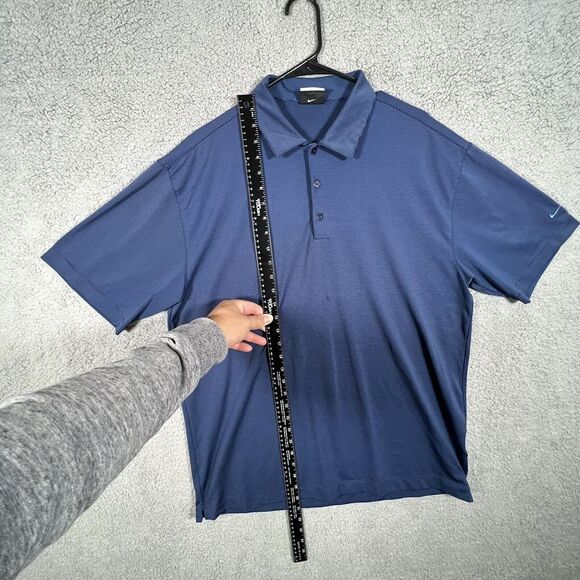 Nike Golf Performance Polo Shirt‎ Mens Large Blue Striped 3 Button Short Sleeve - Picture 6 of 14